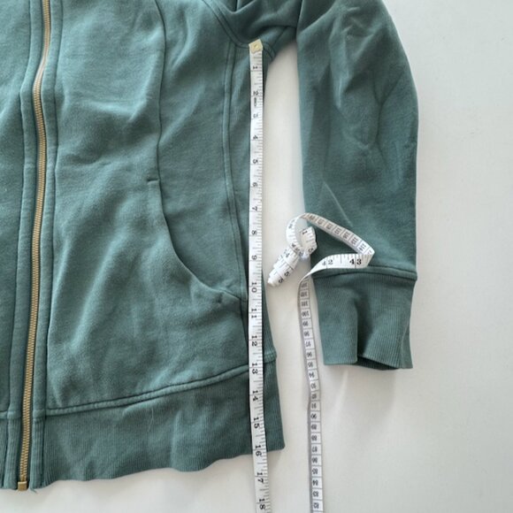lululemon Scuba Full-Zip Hoodie Sz10 Green W/ Gold zpipper - Picture 6 of 8